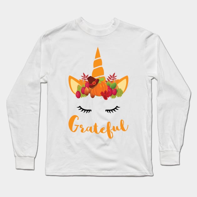 Unicorn Thanksgiving Women and Toddler Fall T-Shirt Grateful Long Sleeve T-Shirt by jMvillszz